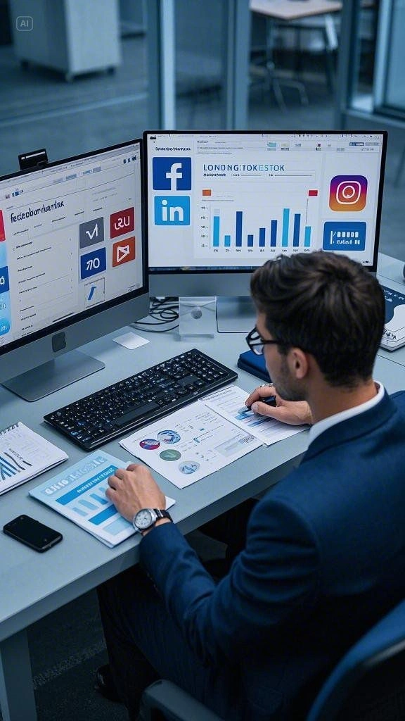 Blog image a man analysing social media Metrix. Best Digital Marketing Consultant in Malappuram